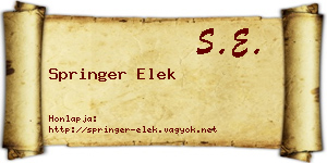 Springer Elek névjegykártya